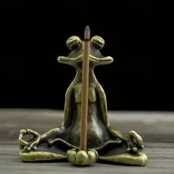 Cute Sitting Frog Statue Incense Holder Yoga Frog Sculpture Home Office Desk Decoration Ornament Gift