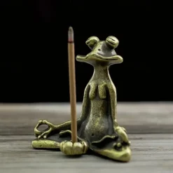 Cute Sitting Frog Statue Incense Holder Yoga Frog Sculpture Home Office Desk Decoration Ornament Gift