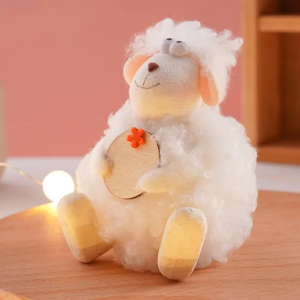 Cute Wooden Sheep Decor – Islamic Festival Table Ornament with Writable Sign for Ramadan & Eid, Adorable Gift for Celebrations & Party Decorations