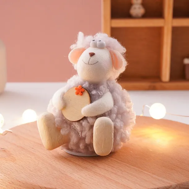 Cute Wooden Sheep Decor – Islamic Festival Table Ornament with Writable Sign for Ramadan & Eid, Adorable Gift for Celebrations & Party Decorations