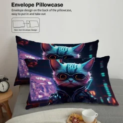 Cyberpunk Style Sci-Fi Animal Duvet Cover Set Includes Duvet Cover and Pillowcases Futuristic and Vibrant Design Soft and Durable Fabric Perfect for Adding an Edgy Touch to Your Bedroom Decor