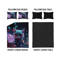Cyberpunk Style Sci-Fi Animal Duvet Cover Set Includes Duvet Cover and Pillowcases Futuristic and Vibrant Design Soft and Durable Fabric Perfect for Adding an Edgy Touch to Your Bedroom Decor