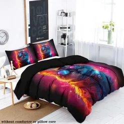 Cyberpunk Style Sci-Fi Animal Duvet Cover Set Includes Duvet Cover and Pillowcases Futuristic and Vibrant Design Soft and Durable Fabric Perfect for Adding an Edgy Touch to Your Bedroom Decor