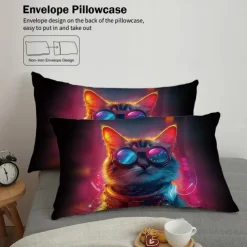 Cyberpunk Style Sci-Fi Animal Duvet Cover Set Includes Duvet Cover and Pillowcases Futuristic and Vibrant Design Soft and Durable Fabric Perfect for Adding an Edgy Touch to Your Bedroom Decor