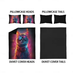 Cyberpunk Style Sci-Fi Animal Duvet Cover Set Includes Duvet Cover and Pillowcases Futuristic and Vibrant Design Soft and Durable Fabric Perfect for Adding an Edgy Touch to Your Bedroom Decor
