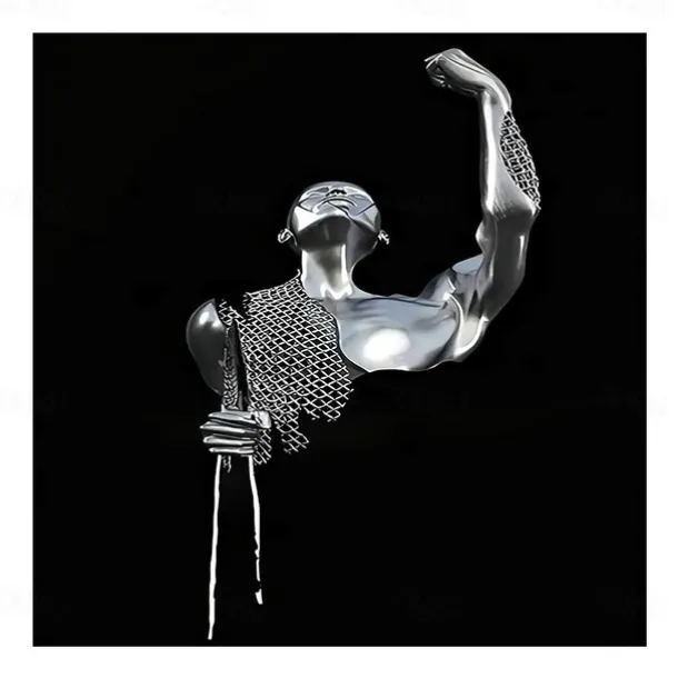 3D Wall Art Love Heart Prints/Posters Metal Sculpture Couple Hug Modern Picture Home Decoration Wall Hanging Gift Rolled Canvas Unframed Unstretched