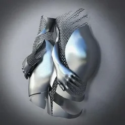 3D Wall Art Love Heart Prints/Posters Metal Sculpture Couple Hug Modern Picture Home Decoration Wall Hanging Gift Rolled Canvas Unframed Unstretched