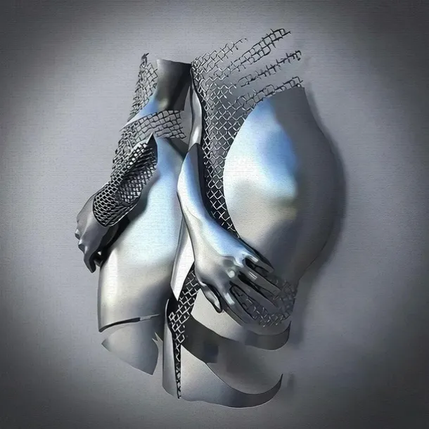 3D Wall Art Love Heart Prints/Posters Metal Sculpture Couple Hug Modern Picture Home Decoration Wall Hanging Gift Rolled Canvas Unframed Unstretched