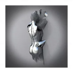 3D Wall Art Love Heart Prints/Posters Metal Sculpture Couple Hug Modern Picture Home Decoration Wall Hanging Gift Rolled Canvas Unframed Unstretched