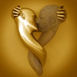 3D Wall Art Love Heart Prints/Posters Metal Sculpture Couple Hug Modern Picture Home Decoration Wall Hanging Gift Rolled Canvas Unframed Unstretched