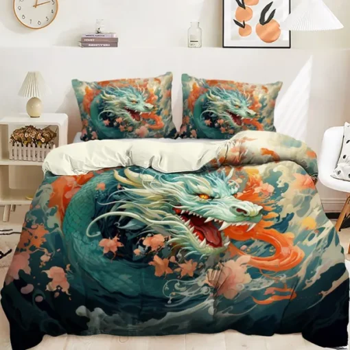 3D Bedding Dragon print Print Duvet Cover Bedding Sets Comforter Cover with 1 print Print Duvet Cover or Coverlet，2 Pillowcases for Double/Queen/King