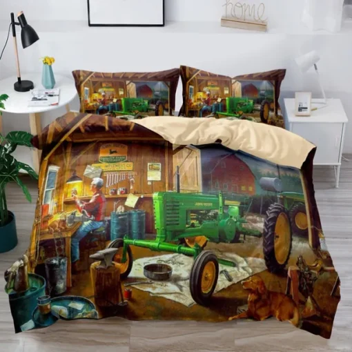 3D Bedding Farm Tractor print Print Duvet Cover Bedding Sets Comforter Cover with 1 print Print Duvet Cover or Coverlet，2 Pillowcases for Double/Queen/King
