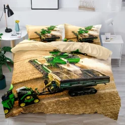 3D Bedding Farm Tractor print Print Duvet Cover Bedding Sets Comforter Cover with 1 print Print Duvet Cover or Coverlet，2 Pillowcases for Double/Queen/King