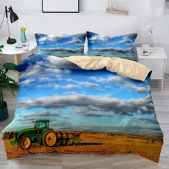 3D Bedding Farm Tractor print Print Duvet Cover Bedding Sets Comforter Cover with 1 print Print Duvet Cover or Coverlet，2 Pillowcases for Double/Queen/King