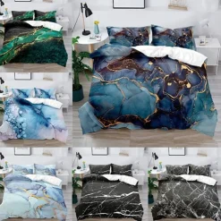 3D Bedding Marble Printed print Print Duvet Cover Bedding Sets Comforter Cover with 1 print Print Duvet Cover or Coverlet，2 Pillowcases for Double/Queen/King