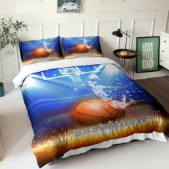 3D Bedding Sports Basketball Baseball print Print Duvet Cover Bedding Sets Comforter Cover with 1 print Print Duvet Cover or Coverlet，2 Pillowcases for Double/Queen/King