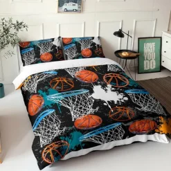 3D Bedding Sports Basketball Baseball print Print Duvet Cover Bedding Sets Comforter Cover with 1 print Print Duvet Cover or Coverlet，2 Pillowcases for Double/Queen/King