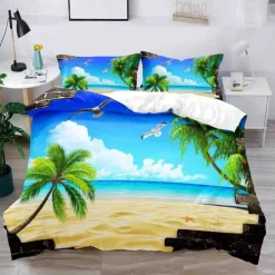 3D Bedding Summer Beach Ocean Marine Life print Print Duvet Cover Bedding Sets Comforter Cover with 1 print Print Duvet Cover or Coverlet，2 Pillowcases for Double/Queen/King