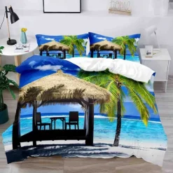 3D Bedding Summer Beach Ocean Marine Life print Print Duvet Cover Bedding Sets Comforter Cover with 1 print Print Duvet Cover or Coverlet，2 Pillowcases for Double/Queen/King