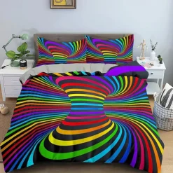 3D Bedding Vortex print Print Duvet Cover Queen King Size Bedding Sets Comforter Cover with 1 print Print Duvet Cover or Coverlet，2 Pillowcases