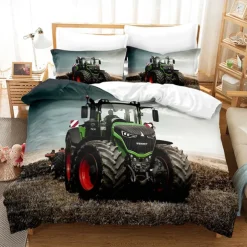 3D Bedding Farm Tractor Print Duvet Cover Bedding Sets Comforter Cover with 1 print Print Duvet Cover or Coverlet，2 Pillowcases for Double/Queen/King