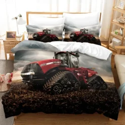 3D Bedding Farm Tractor Print Duvet Cover Bedding Sets Comforter Cover with 1 print Print Duvet Cover or Coverlet，2 Pillowcases for Double/Queen/King
