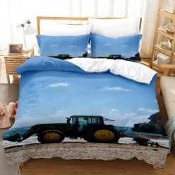 3D Bedding Farm Tractor Print Duvet Cover Bedding Sets Comforter Cover with 1 print Print Duvet Cover or Coverlet，2 Pillowcases for Double/Queen/King