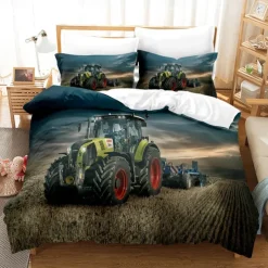 3D Bedding Farm Tractor Print Duvet Cover Bedding Sets Comforter Cover with 1 print Print Duvet Cover or Coverlet，2 Pillowcases for Double/Queen/King