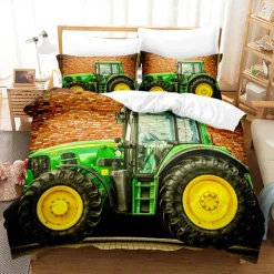 3D Bedding Farm Tractor Print Duvet Cover Bedding Sets Comforter Cover with 1 print Print Duvet Cover or Coverlet，2 Pillowcases for Double/Queen/King