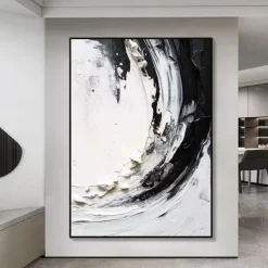 3D Black white Oil painting handmade Beige Wabi Sabi oil painting hand painted Wall Art Black Beige Painting Large handpainted Black painting Wall Art Beige Textured oil Painting Wall Art Decor