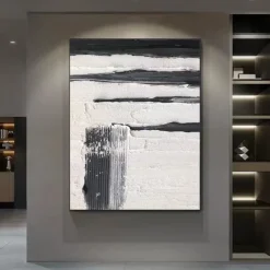 3D Black white Oil painting handmade Beige Wabi Sabi oil painting hand painted Wall Art Black Beige Painting Large handpainted Black painting Wall Art Beige Textured oil Painting Wall Art Decor