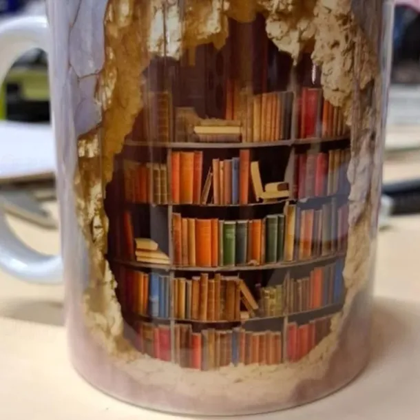3D Bookshelf Mug, Ceramic Mug,Library Bookshelves Hole In A Wall Mug,Book Lovers Coffee Mug, Cool Bookish Gifts for Readers Christmas Xmas Gift
