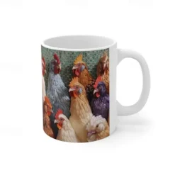 3D Chicken Flowers Mug, 11oz Mug Design, 3D Farm Mug Sublimation, Chicken Mug Wrap, Rooster Floral Mug