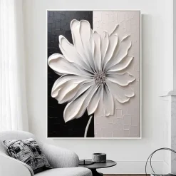 3D flower oil painting handpainted 3D Floral Painting handmade Palette Knife flowers oil painting Large 3D white Textured Painting Modern Decorative Paintings Impressionism Abstract white oil painting