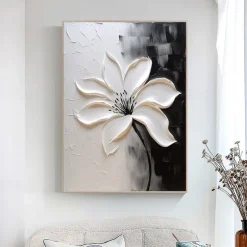 3D flower oil painting handpainted 3D Floral Painting handmade Palette Knife flowers oil painting Large 3D white Textured Painting Modern Decorative Paintings Impressionism Abstract white oil painting