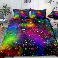 3D Galaxy Print Duvet Cover Bedding Sets Comforter Cover with 1 Duvet Cover or Coverlet，1Sheet，2 Pillowcases for Double/Queen/King(1 Pillowcase for Twin/Single)