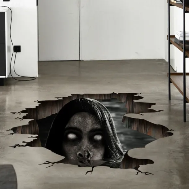 3D Halloween Floor Wall Decals, Removable Ghost Halloween Wall Stickers Decorations, Scary Halloween Decals for Walls Decor Decorations for Bedroom, Halloween Window Clings for Glass Windows