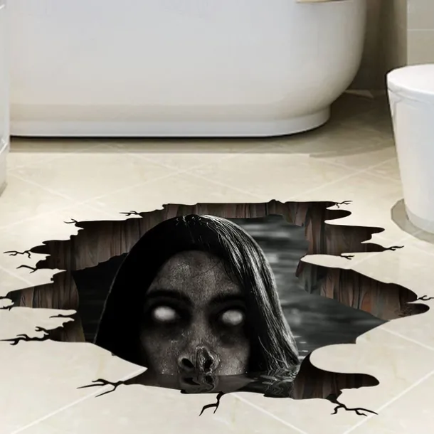 3D Halloween Floor Wall Decals, Removable Ghost Halloween Wall Stickers Decorations, Scary Halloween Decals for Walls Decor Decorations for Bedroom, Halloween Window Clings for Glass Windows