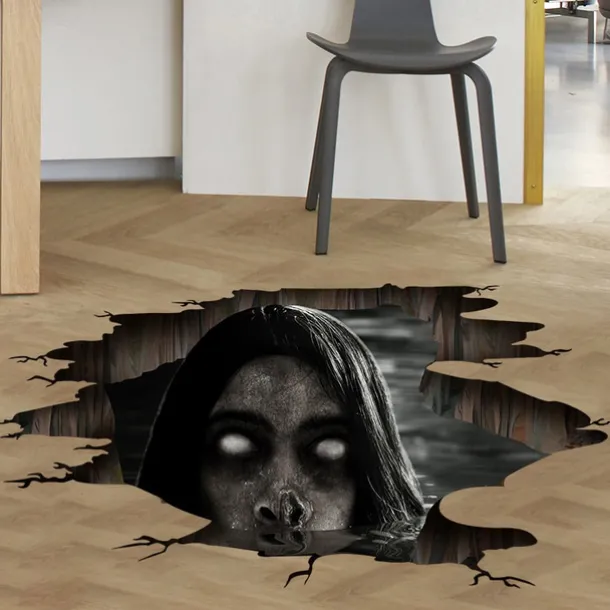 3D Halloween Floor Wall Decals, Removable Ghost Halloween Wall Stickers Decorations, Scary Halloween Decals for Walls Decor Decorations for Bedroom, Halloween Window Clings for Glass Windows