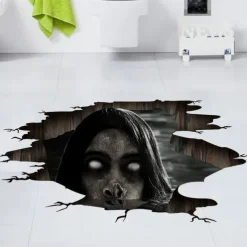 3D Halloween Floor Wall Decals, Removable Ghost Halloween Wall Stickers Decorations, Scary Halloween Decals for Walls Decor Decorations for Bedroom, Halloween Window Clings for Glass Windows