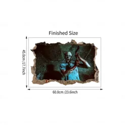 3D Halloween Terror Lifelike Broken Wall Female ghost and male ghost Wall Stickers Removable Home Decoration Living Room Entrance Sofa Background Bedroom Study Mall Specific Scene Wall Stickers
