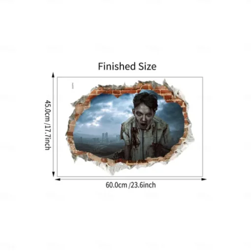 3D Halloween Terror Lifelike Broken Wall Female ghost and male ghost Wall Stickers Removable Home Decoration Living Room Entrance Sofa Background Bedroom Study Mall Specific Scene Wall Stickers