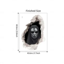 3D Halloween Terror Lifelike Broken Wall Female ghost and male ghost Wall Stickers Removable Home Decoration Living Room Entrance Sofa Background Bedroom Study Mall Specific Scene Wall Stickers