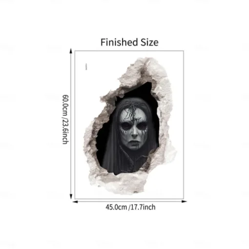 3D Halloween Terror Lifelike Broken Wall Female ghost and male ghost Wall Stickers Removable Home Decoration Living Room Entrance Sofa Background Bedroom Study Mall Specific Scene Wall Stickers