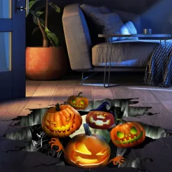 3D Halloween Wall Decals Removable, Pumpkin Halloween Wall Stickers Halloween Floor Decals, Scary Wall Decals Stickers Decorations for Bedroom, Halloween Wall Window Stickers Clings for Glass Window