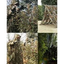 3D Maple Leaf Camouflage Cloak One-Size-Fits-All Design, Mesh Hood, Perfect for Outdoor Activities, Birdwatching, Hunting, Stealth Games