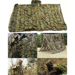 3D Maple Leaf Camouflage Cloak One-Size-Fits-All Design, Mesh Hood, Perfect for Outdoor Activities, Birdwatching, Hunting, Stealth Games