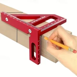 3D Multi-Angle Measuring Ruler,45/90 Degree Aluminum Alloy Woodworking Square Protractor,Drawing Line Ruler, Miter Triangle Ruler High Precision Layout Measuring Tool for Engineer Carpenter