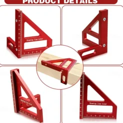 3D Multi-Angle Measuring Ruler,45/90 Degree Aluminum Alloy Woodworking Square Protractor,Drawing Line Ruler, Miter Triangle Ruler High Precision Layout Measuring Tool for Engineer Carpenter