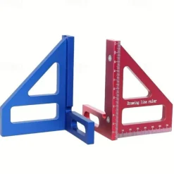 3D Multi-Angle Measuring Ruler,45/90 Degree Aluminum Alloy Woodworking Square Protractor,Drawing Line Ruler, Miter Triangle Ruler High Precision Layout Measuring Tool for Engineer Carpenter